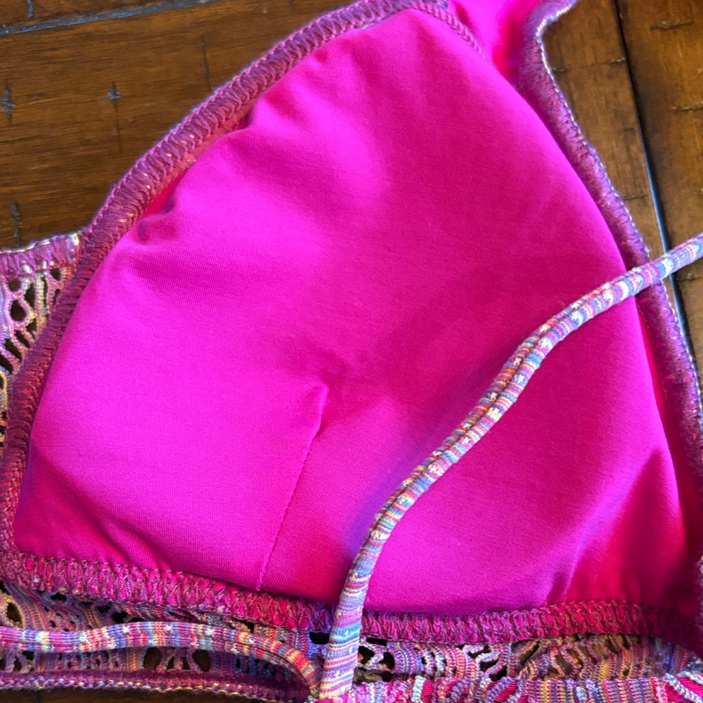 BECCA Pink/Purple Crochet Bikini Top - Small - Boho Barbie, Hippie - Sun ☀️ - Picture 7 of 7
